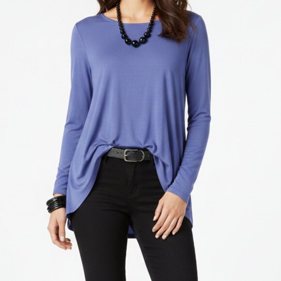 Eileen Fisher Periwinkle Blue Long Sleeve Crew Neck Tee T Shirt Top M - Picture 1 of 6